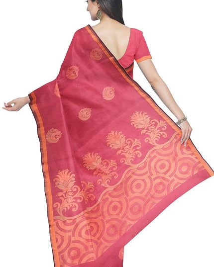 Coimbatore Cotton Red Color Saree with Copper Zari and Thread Woven Buttas - {{ collection.title }} by Prashanti Sarees