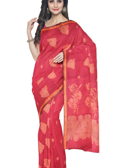 Coimbatore Cotton Red Color Saree with Copper Zari Woven Buttas - {{ collection.title }} by Prashanti Sarees