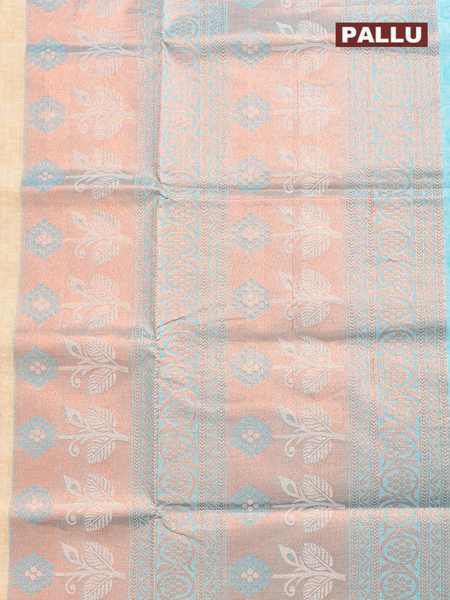 Coimbatore Cotton Sandal Emboss Saree with Copper Zari Woven Border - {{ collection.title }} by Prashanti Sarees