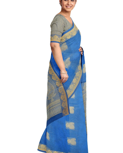 Coimbatore Cotton Saree - Blue - {{ collection.title }} by Prashanti Sarees