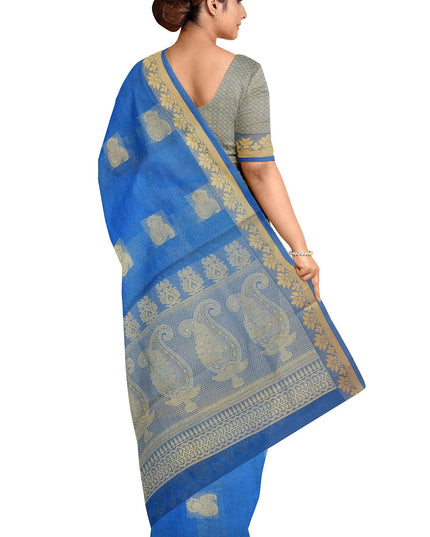 Coimbatore Cotton Saree - Blue - {{ collection.title }} by Prashanti Sarees