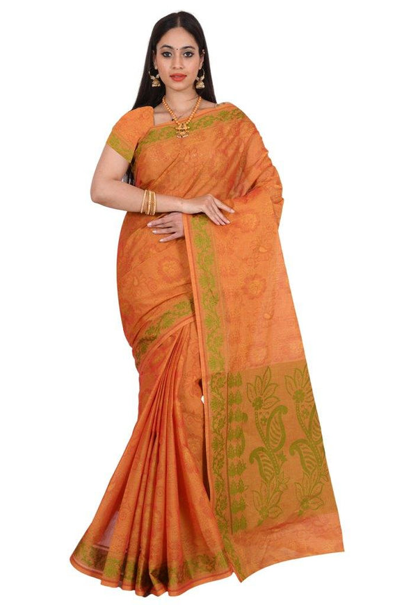 coimbatore Cotton Saree - Orange - {{ collection.title }} by Prashanti Sarees