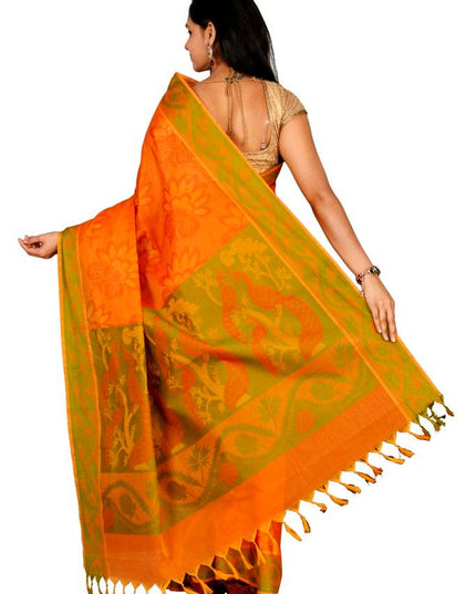 Coimbatore Cotton Saree - Orange - {{ collection.title }} by Prashanti Sarees