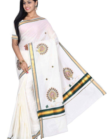 coimbatore Cotton Saree - White - {{ collection.title }} by Prashanti Sarees