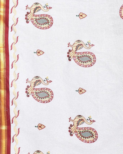 coimbatore Cotton Saree - White - {{ collection.title }} by Prashanti Sarees