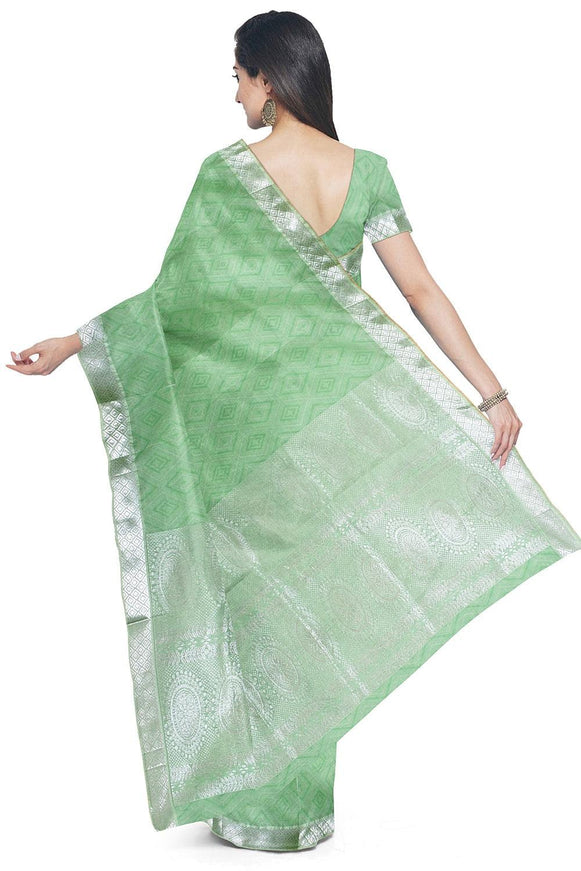 Coimbatore Cotton Silvar Zari Saree - Green - {{ collection.title }} by Prashanti Sarees