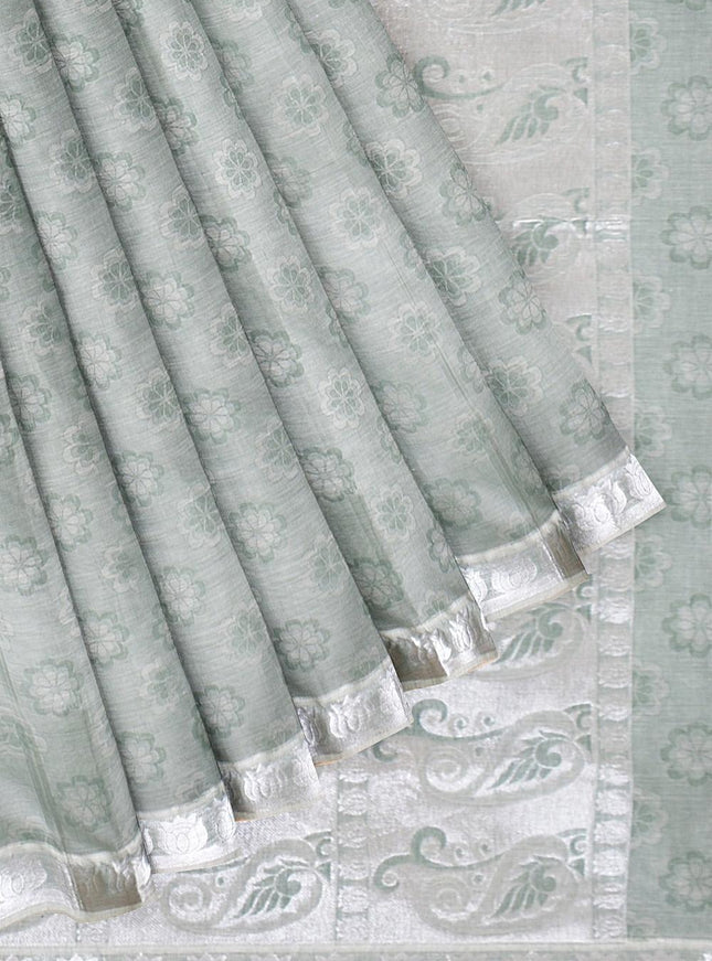 Coimbatore Cotton Silvar Zari Saree - Light Green - {{ collection.title }} by Prashanti Sarees