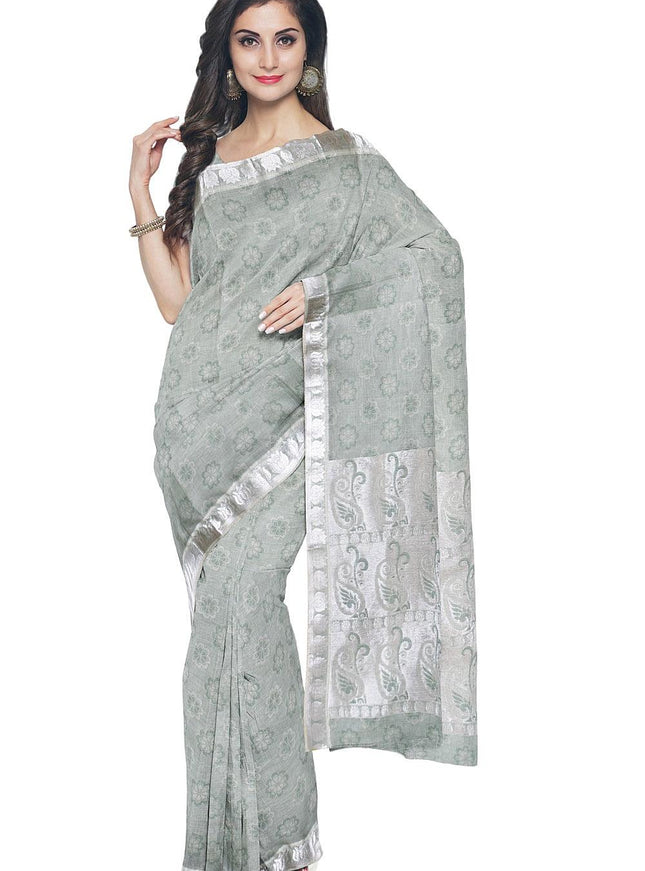 Coimbatore Cotton Silvar Zari Saree - Light Green - {{ collection.title }} by Prashanti Sarees