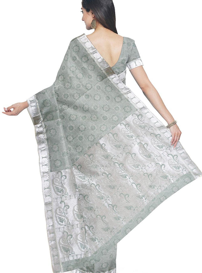 Coimbatore Cotton Silvar Zari Saree - Light Green - {{ collection.title }} by Prashanti Sarees