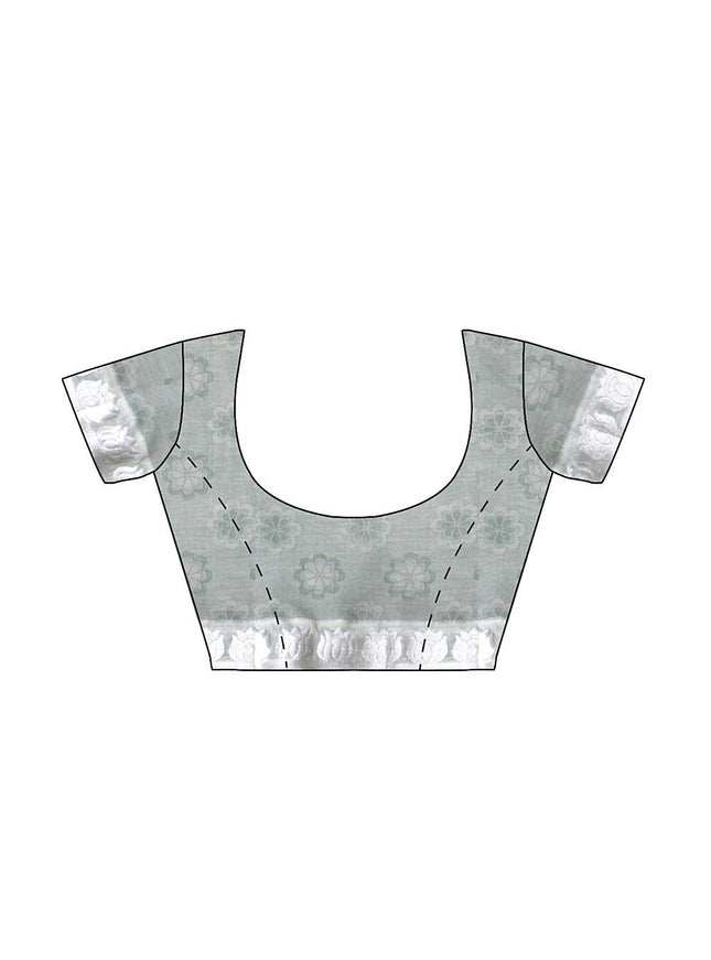 Coimbatore Cotton Silvar Zari Saree - Light Green - {{ collection.title }} by Prashanti Sarees