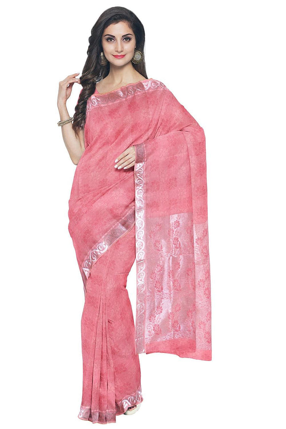 Coimbatore Cotton Silvar Zari Saree - Pink - {{ collection.title }} by Prashanti Sarees