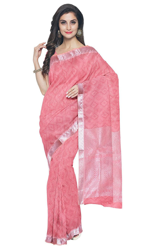 Coimbatore Cotton Silvar Zari Saree - Pink - {{ collection.title }} by Prashanti Sarees