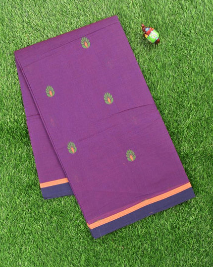 Coimbatore Cotton Violet Saree with Thread Woven Buttas and Simple Border - {{ collection.title }} by Prashanti Sarees