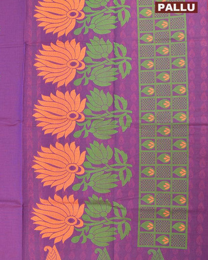 Coimbatore Cotton Violet Saree with Thread Woven Buttas and Simple Border - {{ collection.title }} by Prashanti Sarees