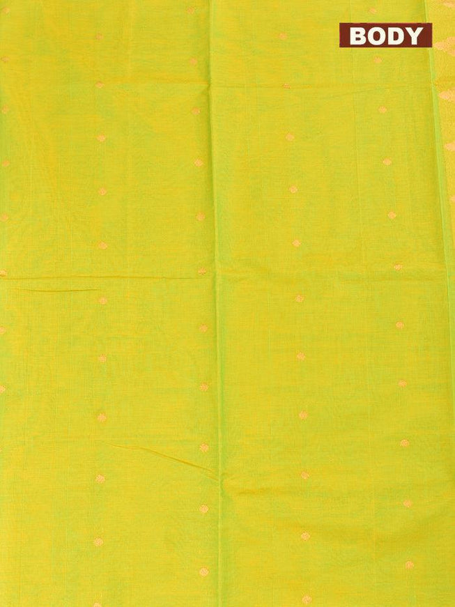 Coimbatore Cotton Yellow and Green Shade Saree with Copper Zari Woven Buttas and Zari Woven Border - {{ collection.title }} by Prashanti Sarees