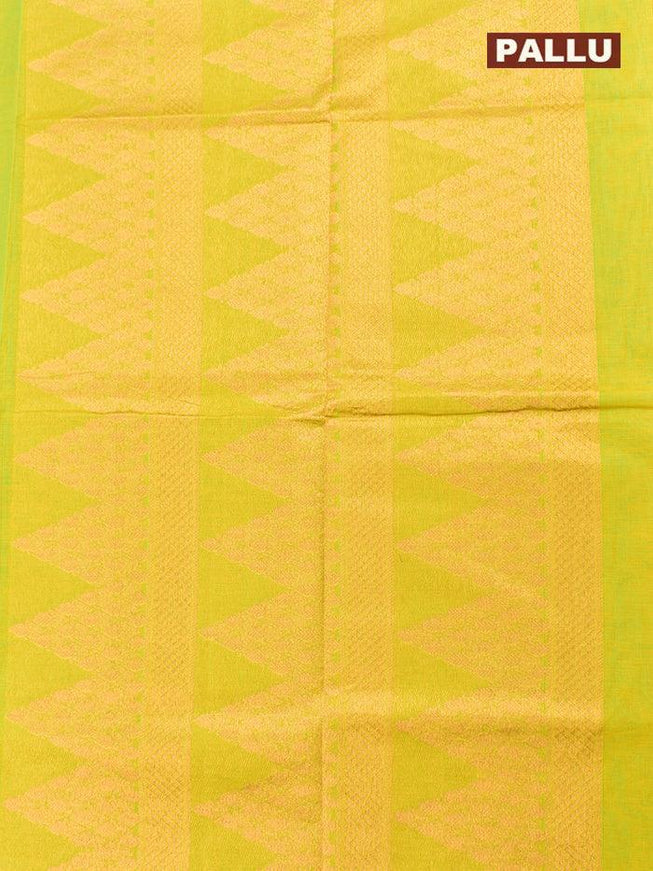 Coimbatore Cotton Yellow and Green Shade Saree with Copper Zari Woven Buttas and Zari Woven Border - {{ collection.title }} by Prashanti Sarees