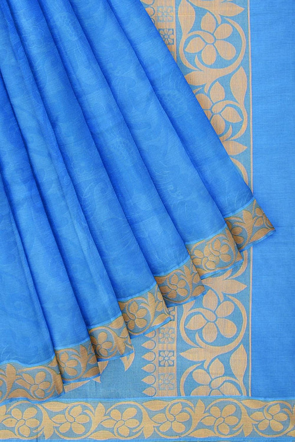 Coimbatore Emboss Cotton Saree - Blue - {{ collection.title }} by Prashanti Sarees