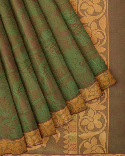 Coimbatore Emboss Cotton Saree - Dark Green - {{ collection.title }} by Prashanti Sarees