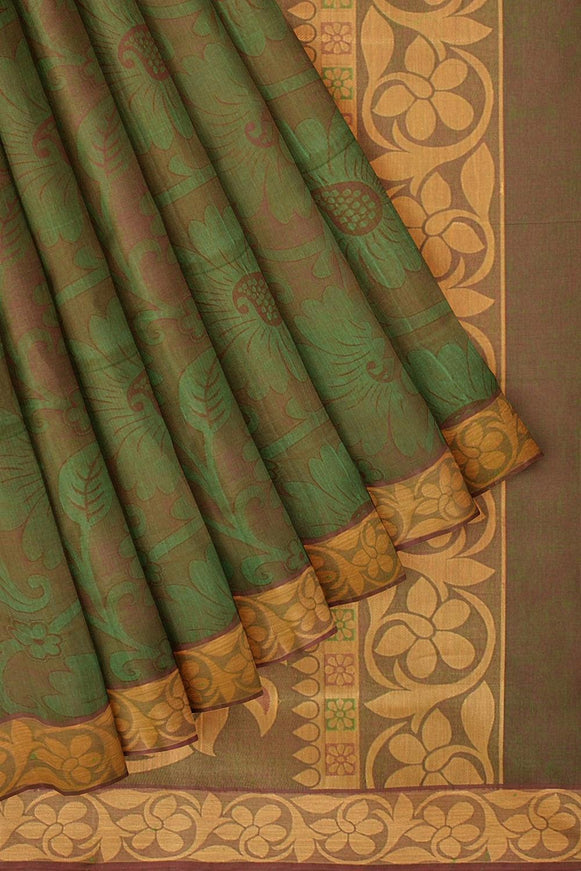 Coimbatore Emboss Cotton Saree - Dark Green - {{ collection.title }} by Prashanti Sarees