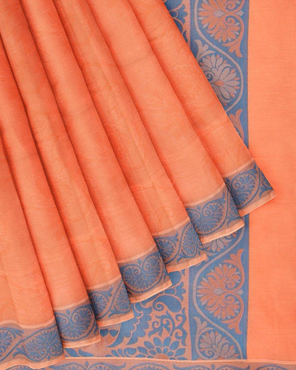 Coimbatore Emboss Cotton Saree - Light Orange - {{ collection.title }} by Prashanti Sarees