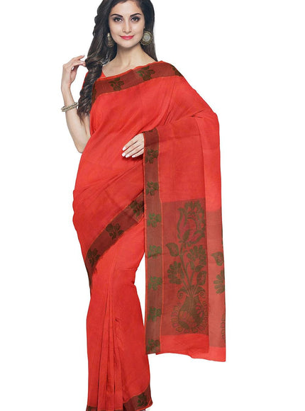 Coimbatore Emboss Cotton Saree - Orange - {{ collection.title }} by Prashanti Sarees