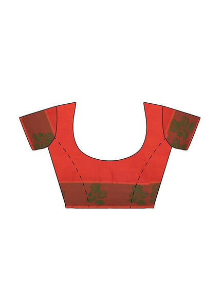 Coimbatore Emboss Cotton Saree - Orange - {{ collection.title }} by Prashanti Sarees