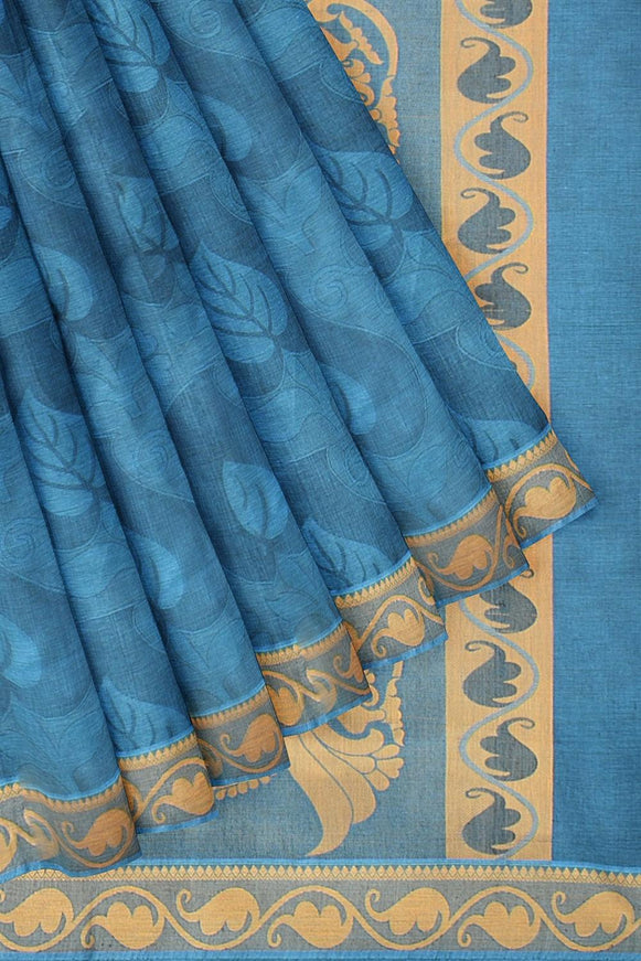 Coimbatore Emboss Cotton Saree - Ramar Blue - {{ collection.title }} by Prashanti Sarees