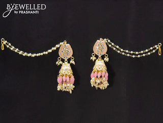 Dangler baby pink jhumka with hangings and pearl maatal