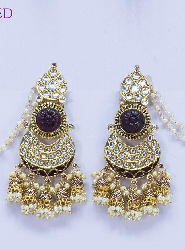 Dangler black earrings with hangings and pearl maatal - {{ collection.title }} by Prashanti Sarees