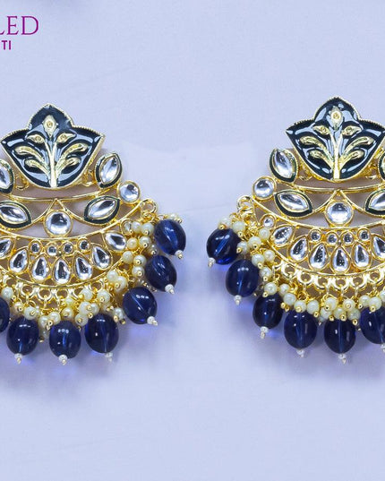 Dangler blue earrings with hangings and pearl maatal - {{ collection.title }} by Prashanti Sarees