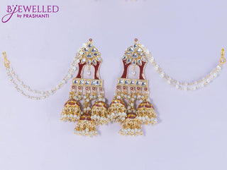 Dangler earrings maroon with hangings and pearl maatal