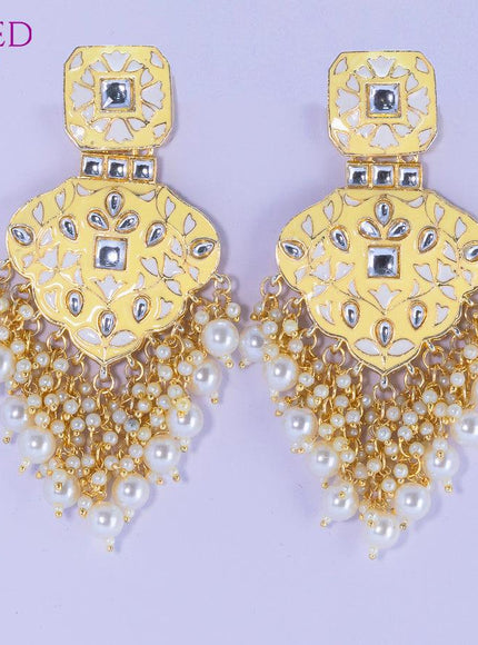 Dangler earrings off white with pearl hangings and pearl maatal - {{ collection.title }} by Prashanti Sarees