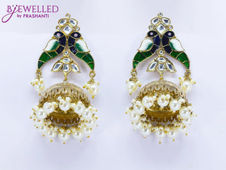 Dangler jhumkas peacock design with pearl hangings