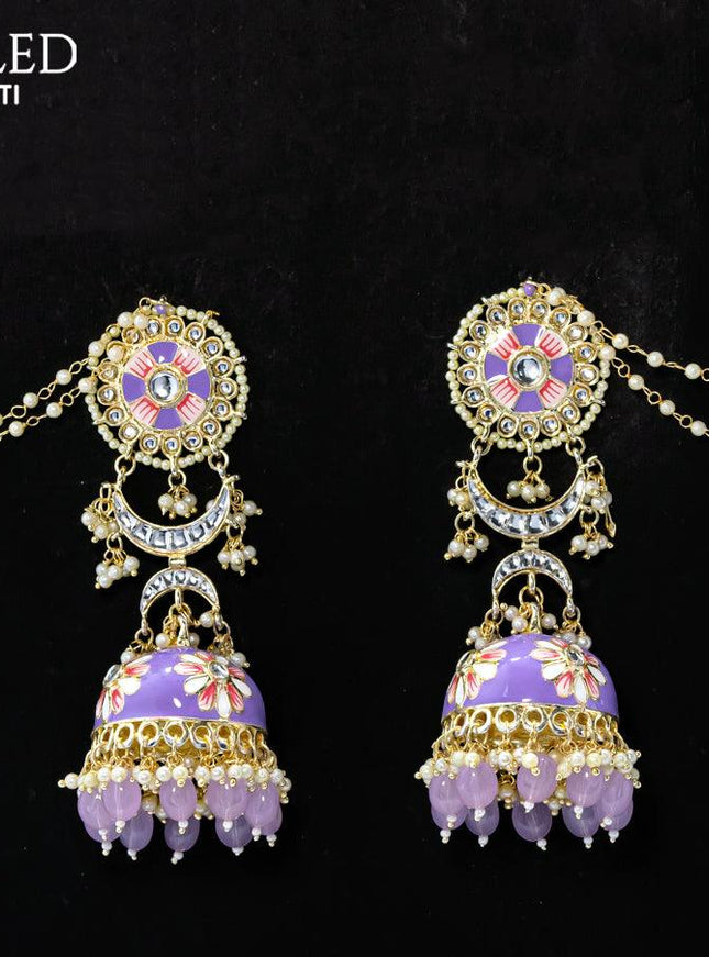 Dangler lavender jhumka with hangings and pearl maatal - {{ collection.title }} by Prashanti Sarees