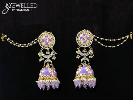 Dangler lavender jhumka with hangings and pearl maatal - {{ collection.title }} by Prashanti Sarees