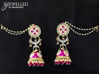 Dangler pink jhumka with hangings and pearl maatal