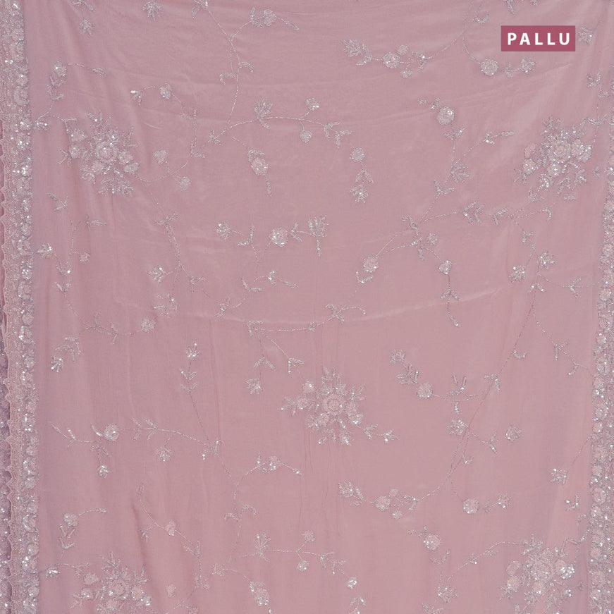 Designer georgette saree baby pink with allover chamki & beaded work - {{ collection.title }} by Prashanti Sarees