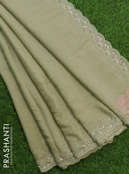 Designer georgette saree beige with allover stone & beaded work - {{ collection.title }} by Prashanti Sarees