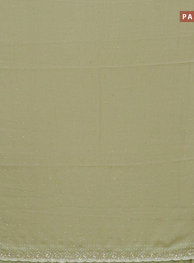 Designer georgette saree beige with allover stone & beaded work - {{ collection.title }} by Prashanti Sarees