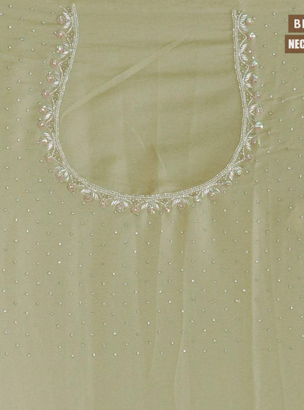 Designer georgette saree beige with allover stone & beaded work - {{ collection.title }} by Prashanti Sarees