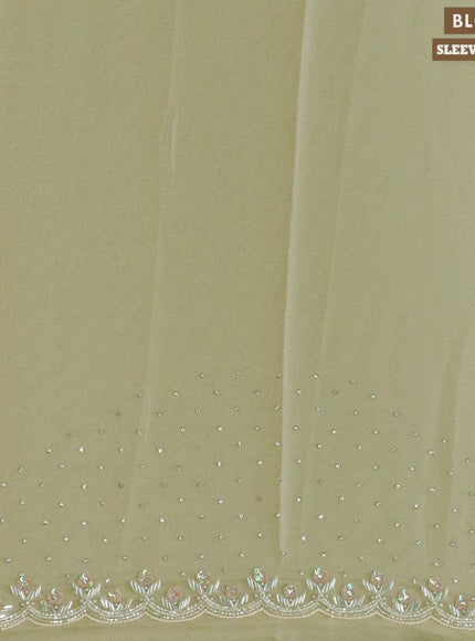 Designer georgette saree beige with allover stone & beaded work - {{ collection.title }} by Prashanti Sarees