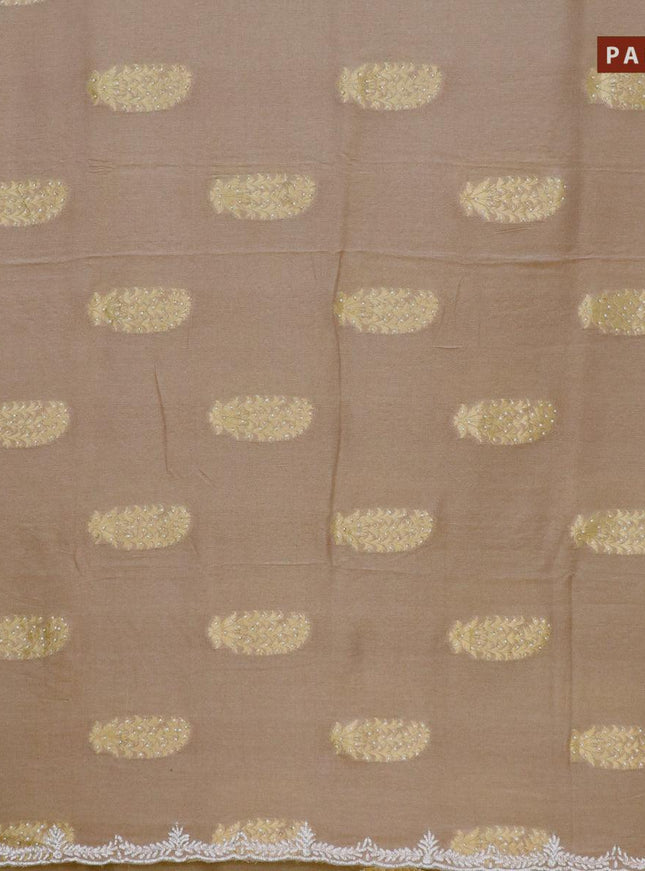 Designer georgette saree brown shade with allover zari buttas & stone work - {{ collection.title }} by Prashanti Sarees