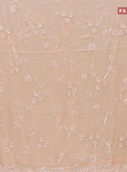 Designer georgette saree pale orange with allover chamki & beaded work - {{ collection.title }} by Prashanti Sarees