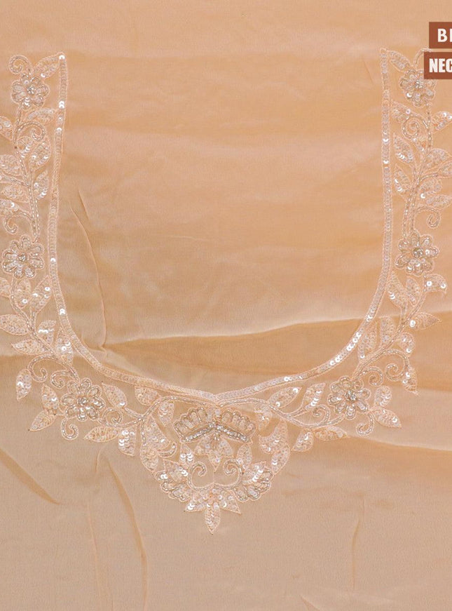 Designer georgette saree pale orange with allover chamki & beaded work - {{ collection.title }} by Prashanti Sarees