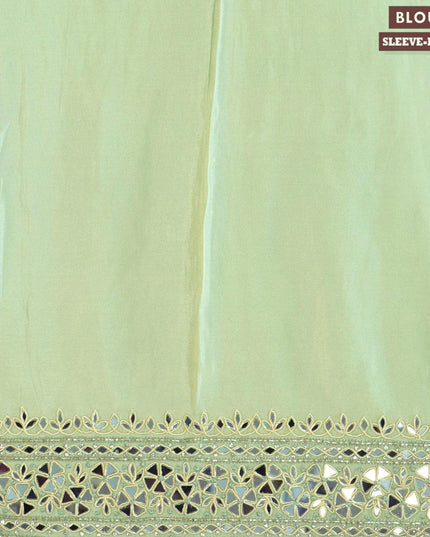 Designer georgette saree pastel green with allover mirror & stone work - {{ collection.title }} by Prashanti Sarees
