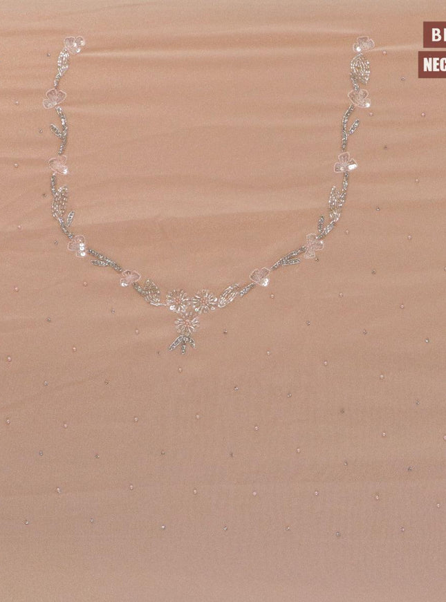 Designer georgette saree pastel peach with allover stone & zardosi work - {{ collection.title }} by Prashanti Sarees