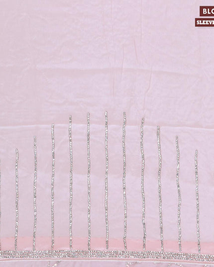 Designer satin silk saree baby pink with allover stone work - {{ collection.title }} by Prashanti Sarees