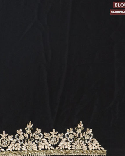 Designer satin silk saree black with beaded & zardosi work - {{ collection.title }} by Prashanti Sarees