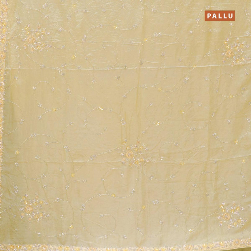 Designer satin silk saree cream with allover stone & beaded work - {{ collection.title }} by Prashanti Sarees
