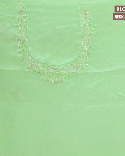 Designer satin silk saree light green with allover chamki & beaded work - {{ collection.title }} by Prashanti Sarees